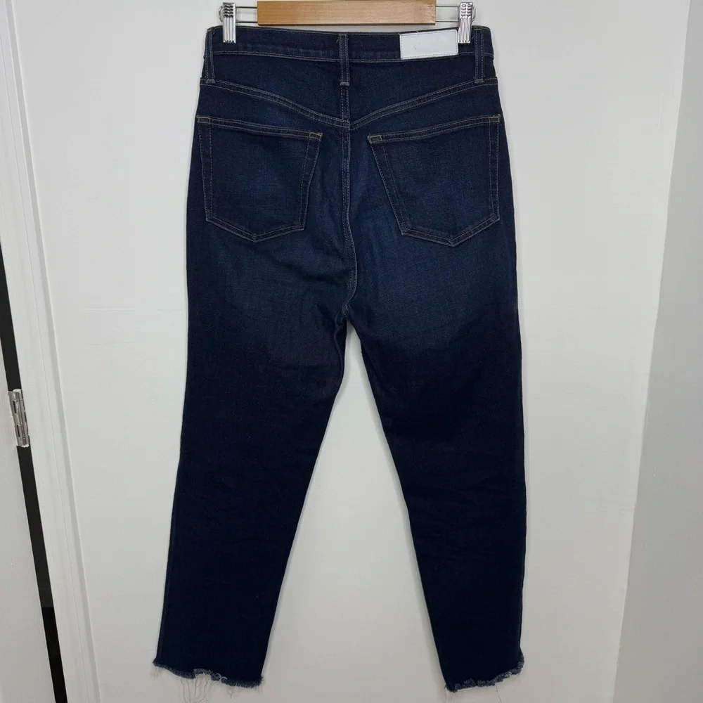 RE/DONE Dark Rinse Stovepipe Raw Hem Denim Jeans